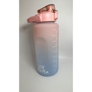 Motivational Insulated Water Bottle 64oz w/Straw,Cap Lock & Handle Flask Monster